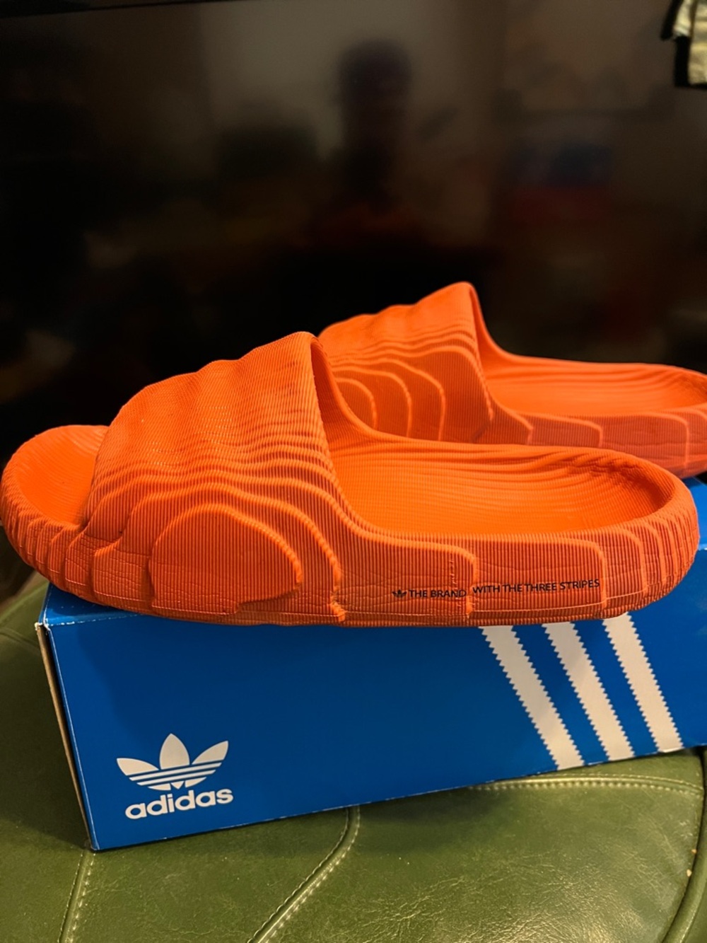 ADIDAS ADILETTE 22 SOLAR RED CORE BLACK 3D PRINTED SLIDES SIZE 9